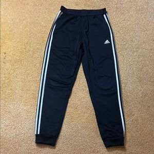 Adidas Kids Black Joggers with White Stripes